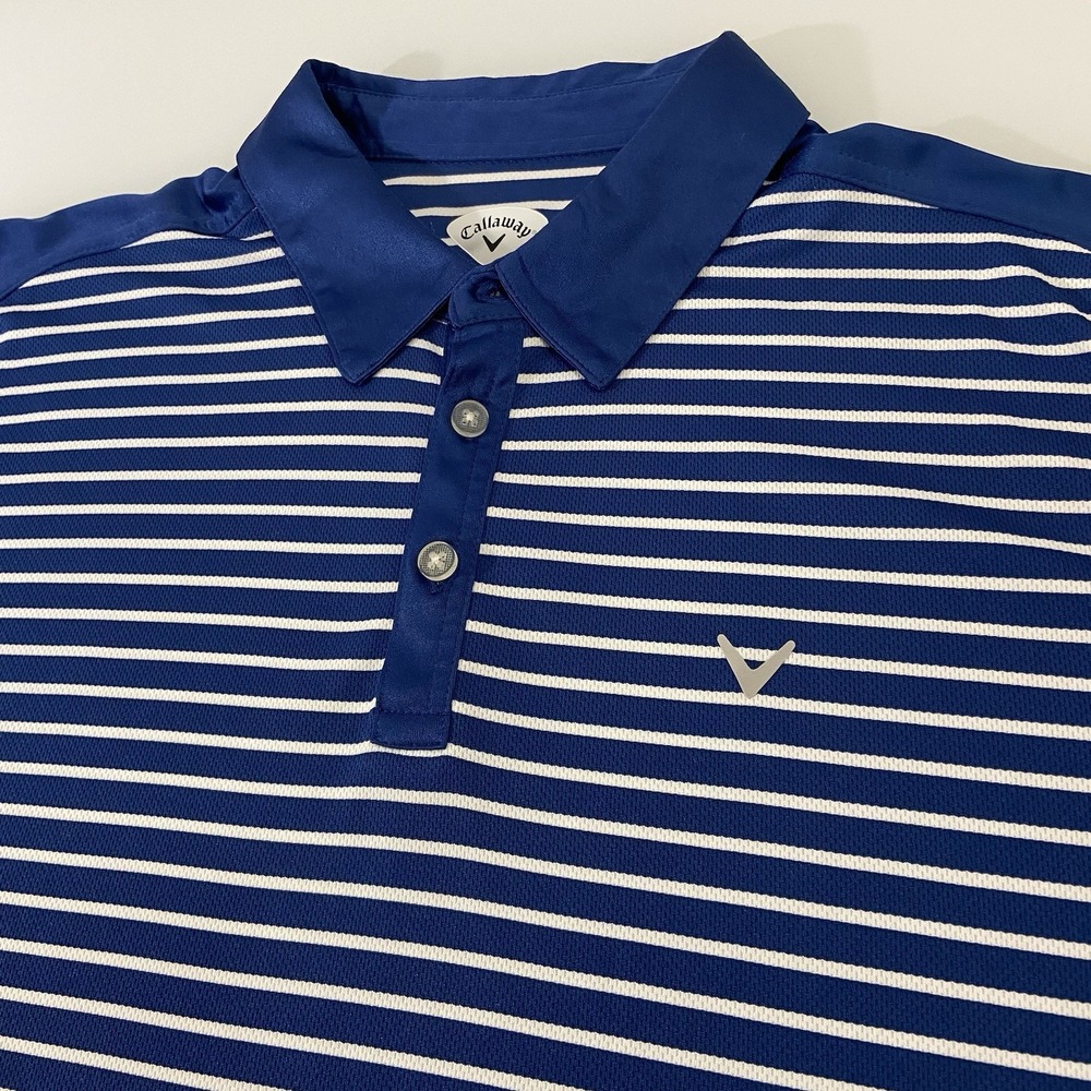 Callaway Men's Blue Striped Golf Polo Size 2XL‎ SS Lightweight Casual